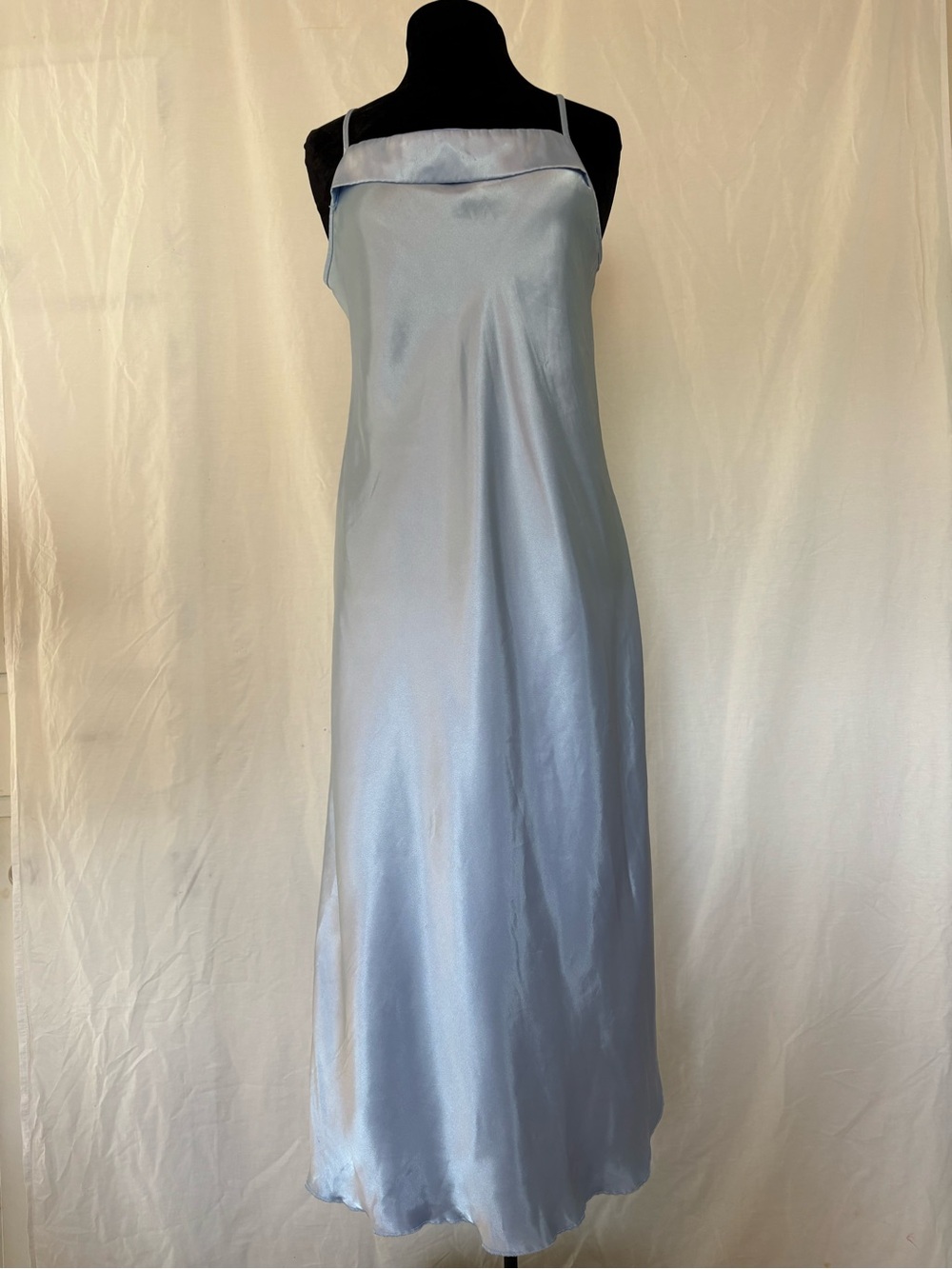 Vintage Secret Treasures Blue Satin Slip Dress Fairycore Coquette Lingeriecore L